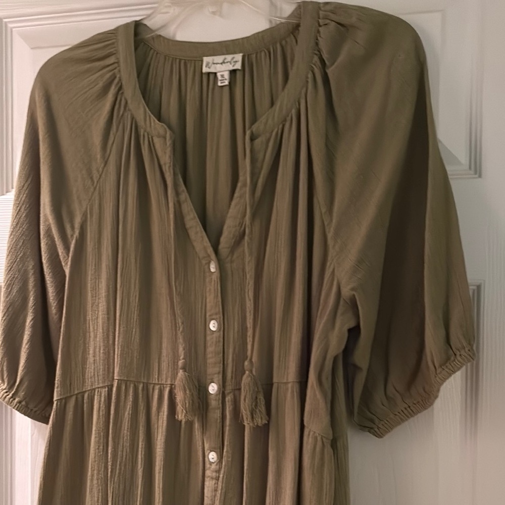 Wonderly Green Pleated Midi Sundress - Picture 3 of 5